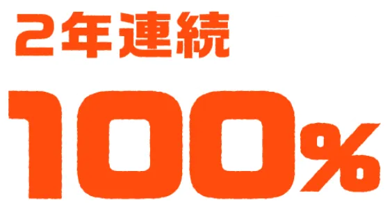 2年連続就業率100％